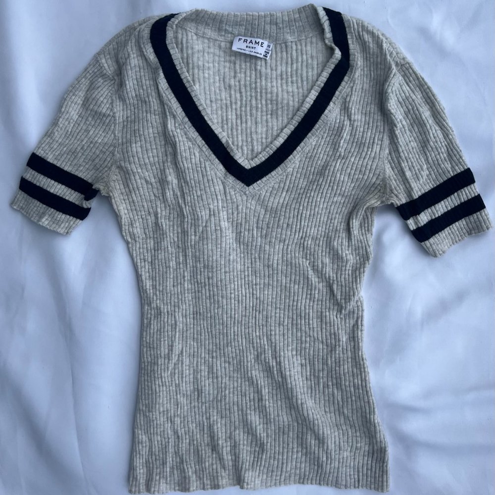 Frame Ribbed Knit Sweater Top Women XS Extra Small Stripe Pullover Shirt Zendaya